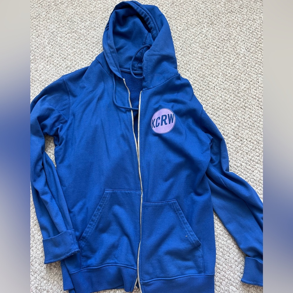 Blue KCRW zip up hoodie
